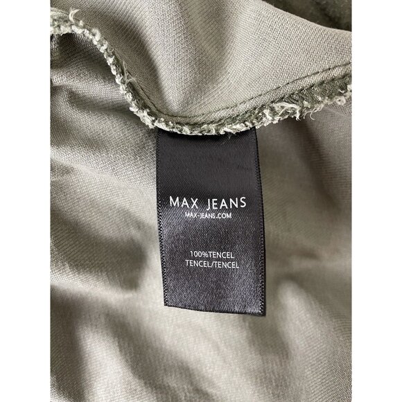 Max Jeans Military Jacket Size S Washed Olive Green Khaki Tencel Drape  [STAIN] - Picture 8 of 12